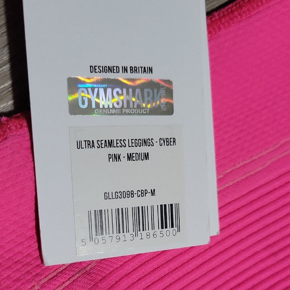 Gymshark Ultra Seamless Leggings Cyber Pink Size M NWT - Picture 3 of 4